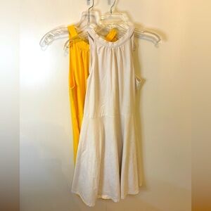 2 Sundresses Yellow & White Sleeveless Dress; Tie in back. Size M
